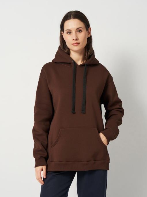 Худі жіночий оверсайз на флісі шоколадний модель Wn226 Фото