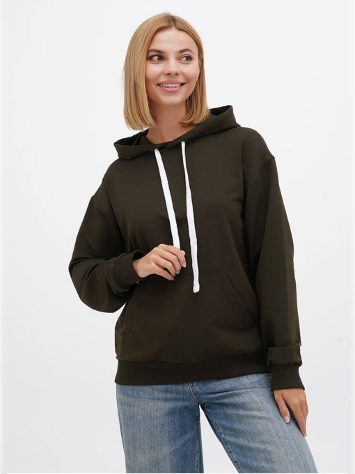 Худі жіноче оверсайз без утеплення хакі модель Wn233 Фото