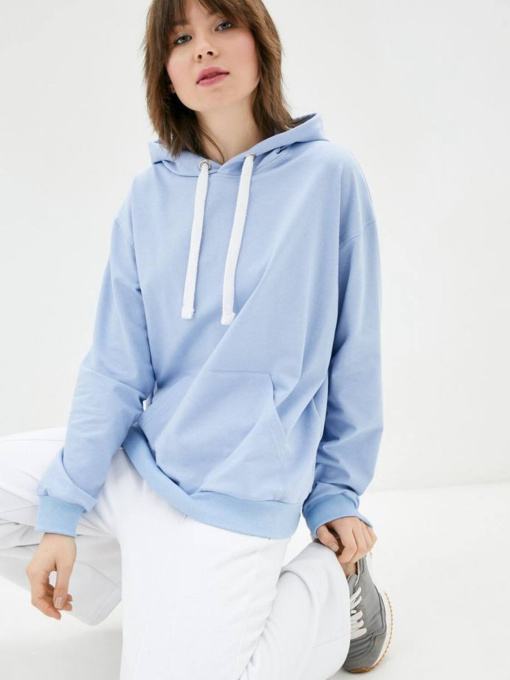 Худі жіноче оверсайз без утеплення блакитне модель Wn234 Фото