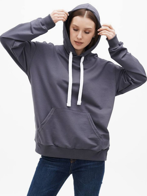 Худи женское оверсайз без утепления, графит модель Wn237 Фото