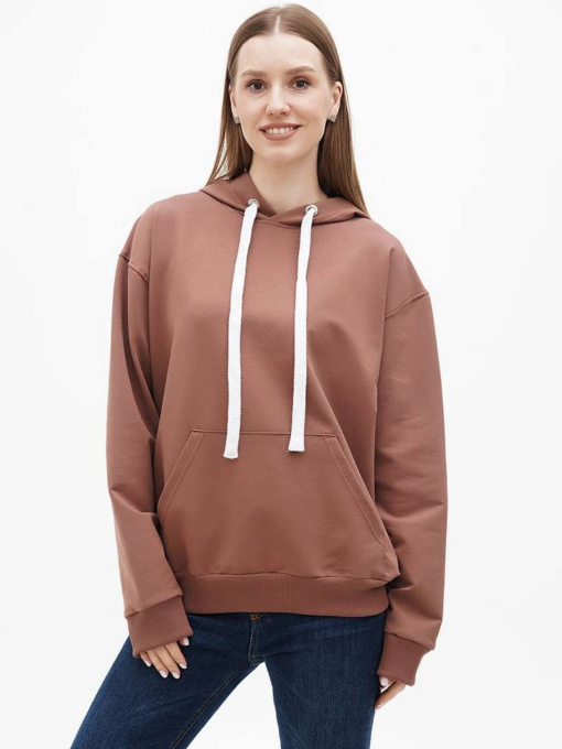 Худі жіноче оверсайз без утеплення, капучино модель Wn238 Фото