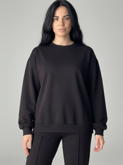 Світшот жіночий оверсайз без утеплення чорний модель Wn250 Фото