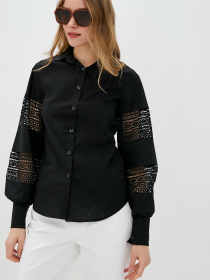 Сорочки ISSA Plus модель SA-84_black Фото