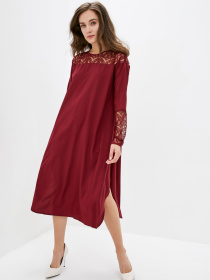 Сукня міді ISSA Plus модель SA-16_burgundy Фото