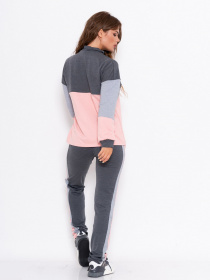 Повседневный костюм ISSA Plus модель 11001_серый_персиковый Фото