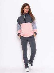 Повседневный костюм ISSA Plus модель 11001_серый_персиковый Фото