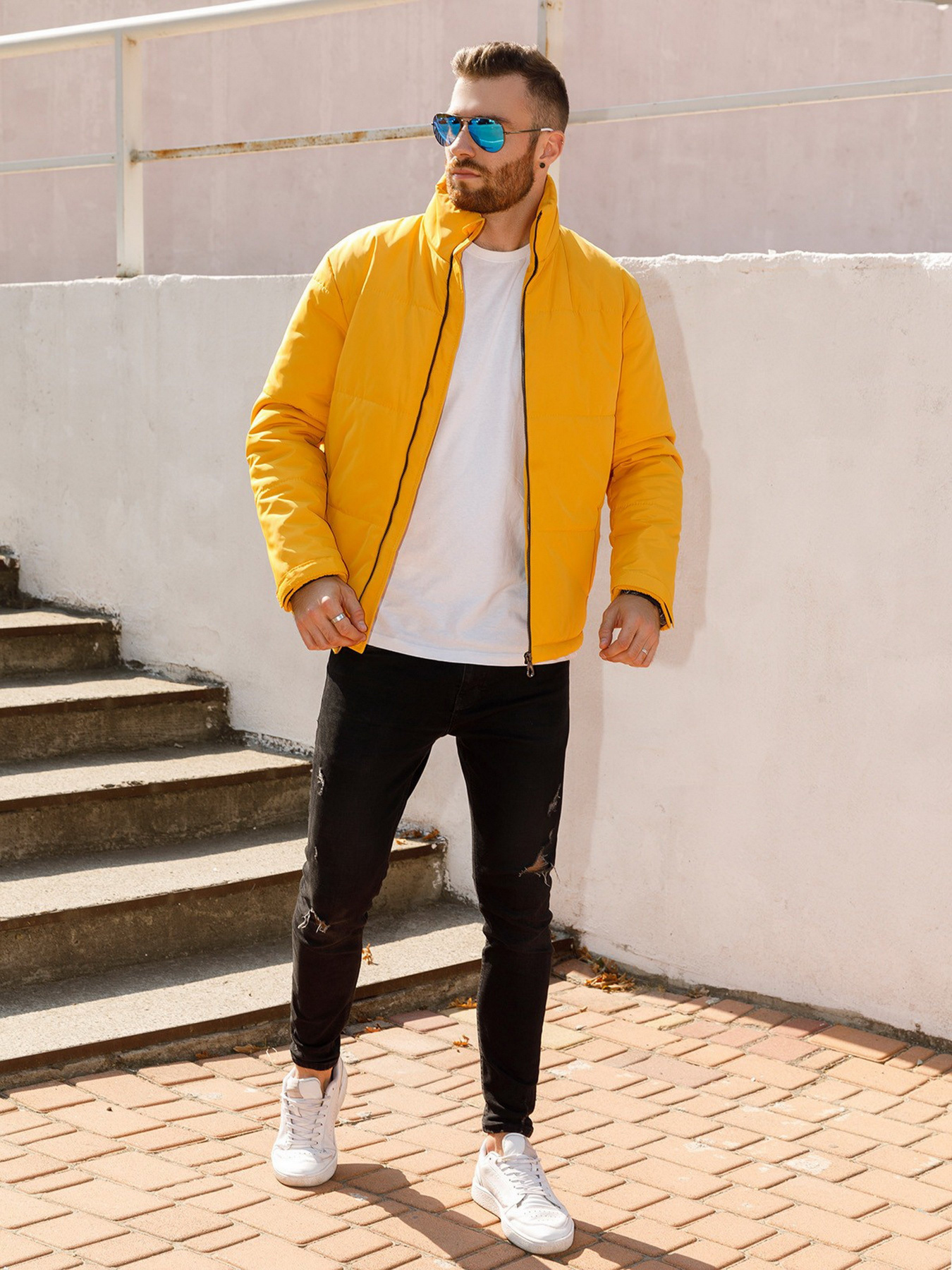 Демісезонна куртка ISSA Plus модель SA-316_mustard Фото