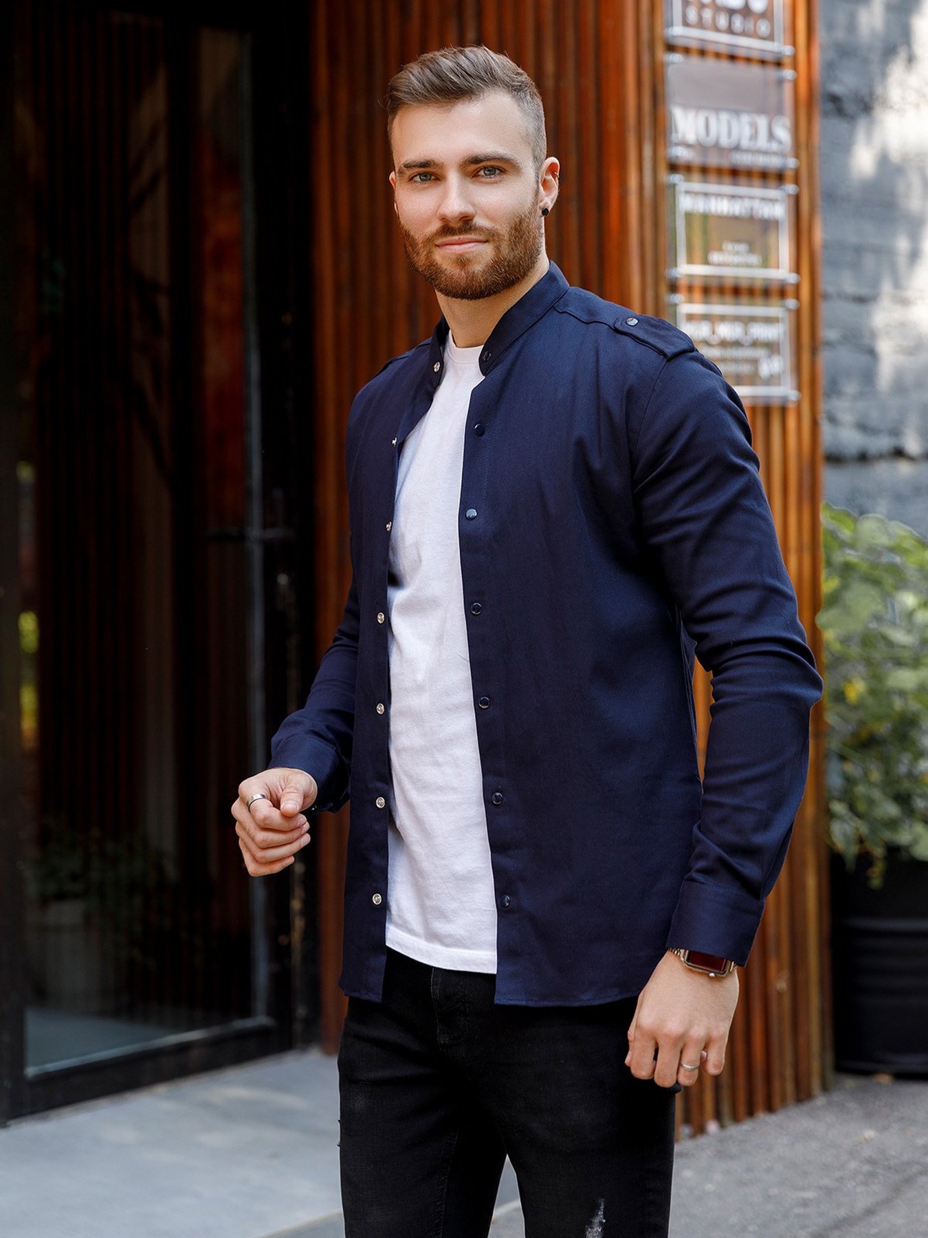 Сорочки ISSA Plus модель GN-436_blue Фото