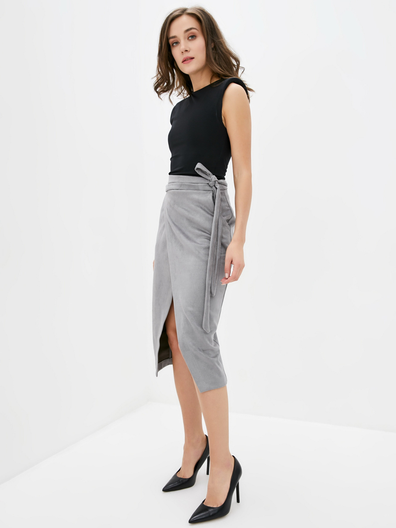 Юбка миди ISSA Plus модель 12201_gray Фото