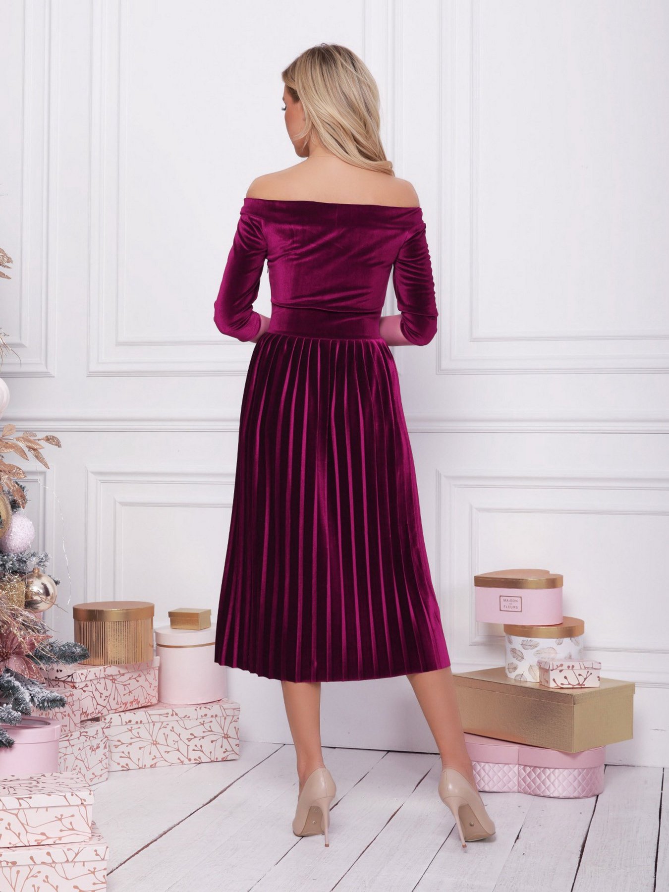 Платья ISSA Plus модель 12364_burgundy Фото