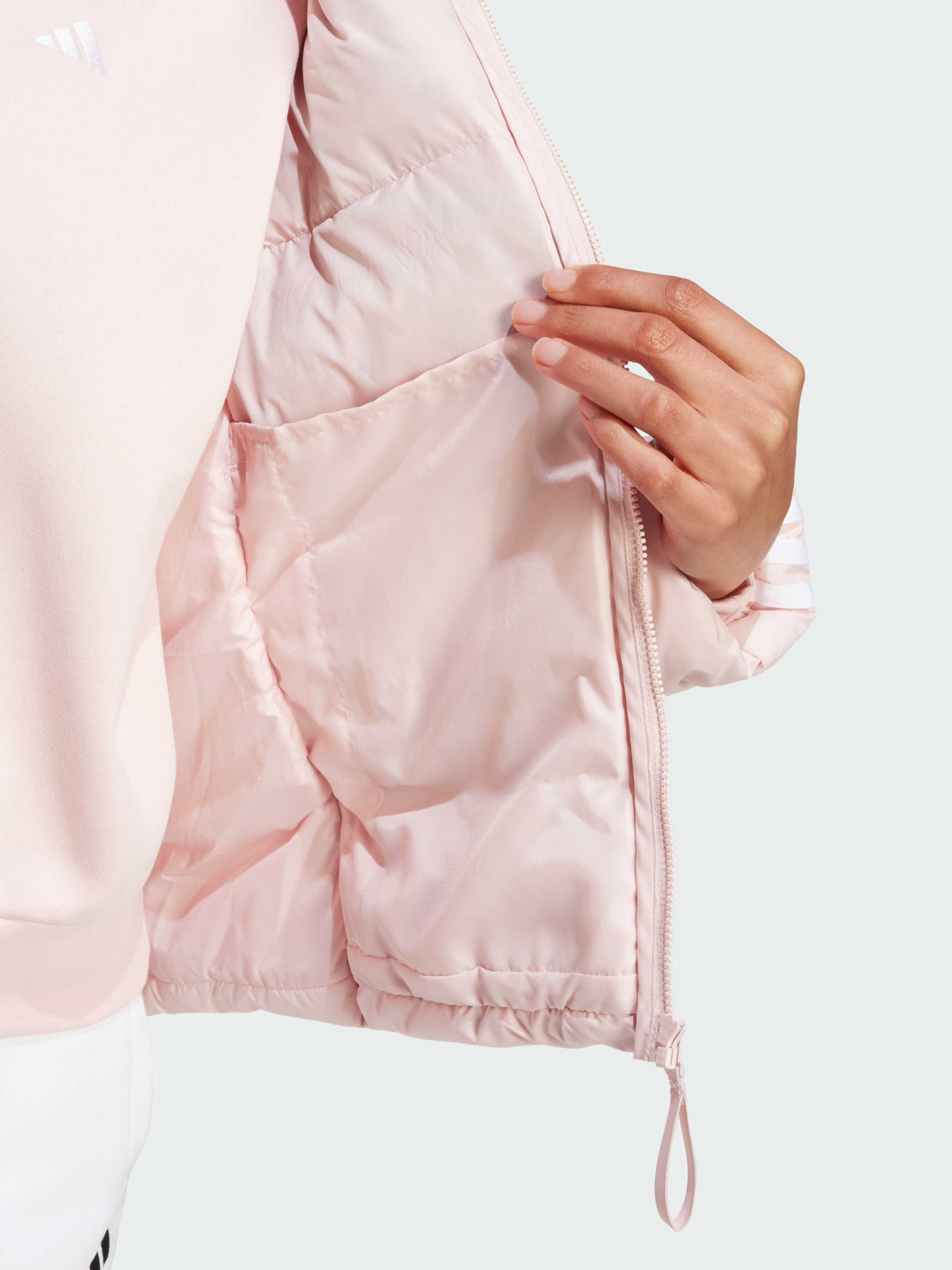 Пуховик Essentials 3-Stripes Mid Down Hooded модель IX8923 Фото