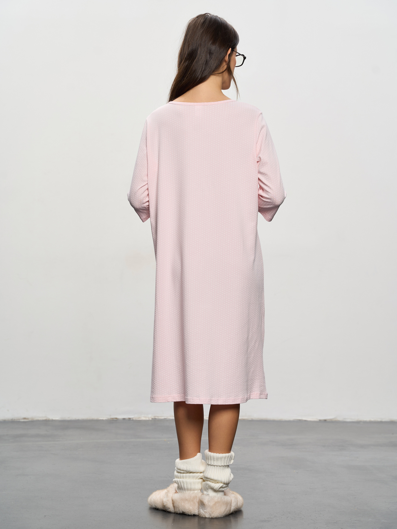 Ночная рубашка женская розовая в горошек ТМ РОЗА модель 250912_pink Фото