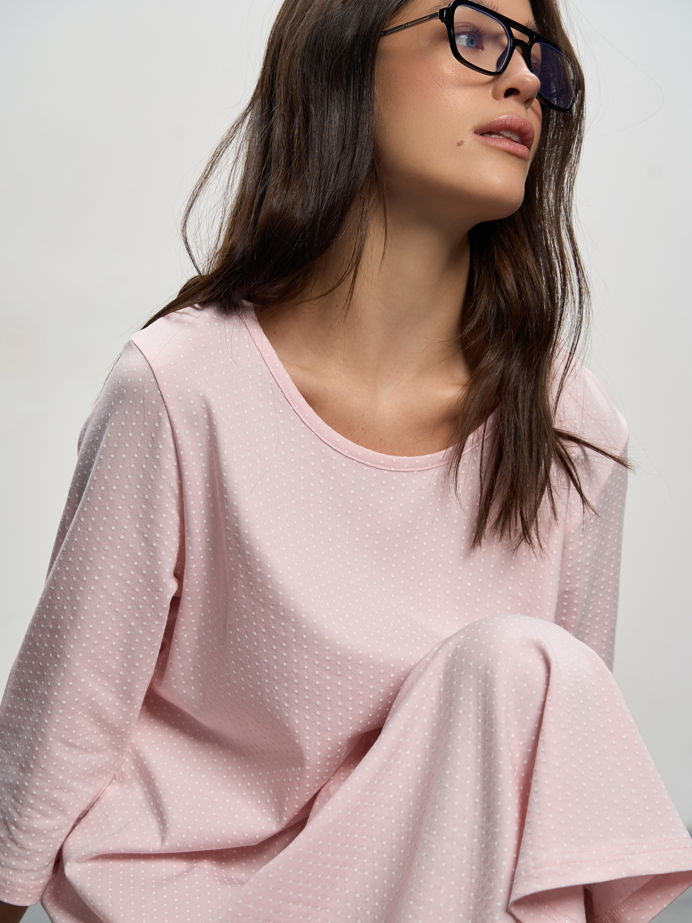 Ночная рубашка женская розовая в горошек ТМ РОЗА модель 250912_pink Фото