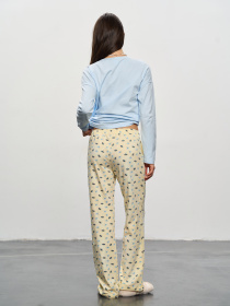 Комплект домашний женский лонгслив и штаны с одуванчиками ТМ РОЗА модель 250914_yellow Фото