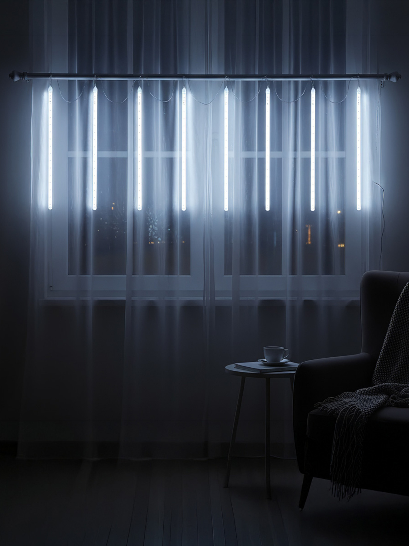 Світлодіодна гірлянда "Бурулька" модель DH-LAMP-09 WHITE Фото