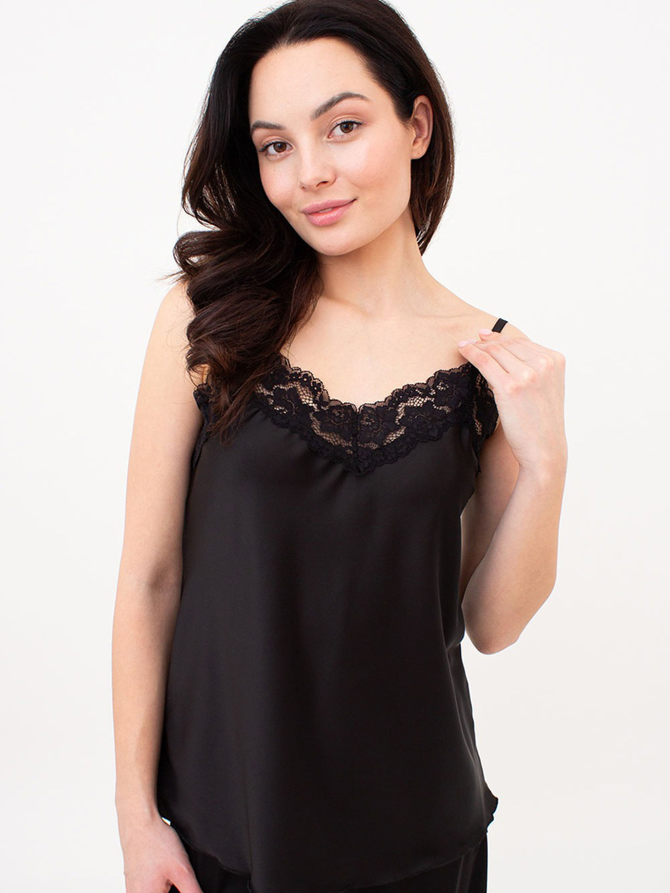 Giulia Жіноча шовкова піжама майка та штани декорована мереживом HELENA 5009/051 модель UP-00000042 Фото