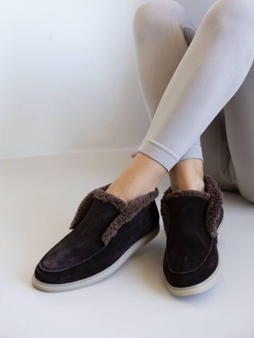 Высокие замшевые лоферы с опушкой и меховым подкладом какао (157/8387) модель P_230375-S37_230375 Высокие замшевые лоферы с опушкой и меховым подкладом какао (157/8387) модель P_230375-S37_230375 Фото