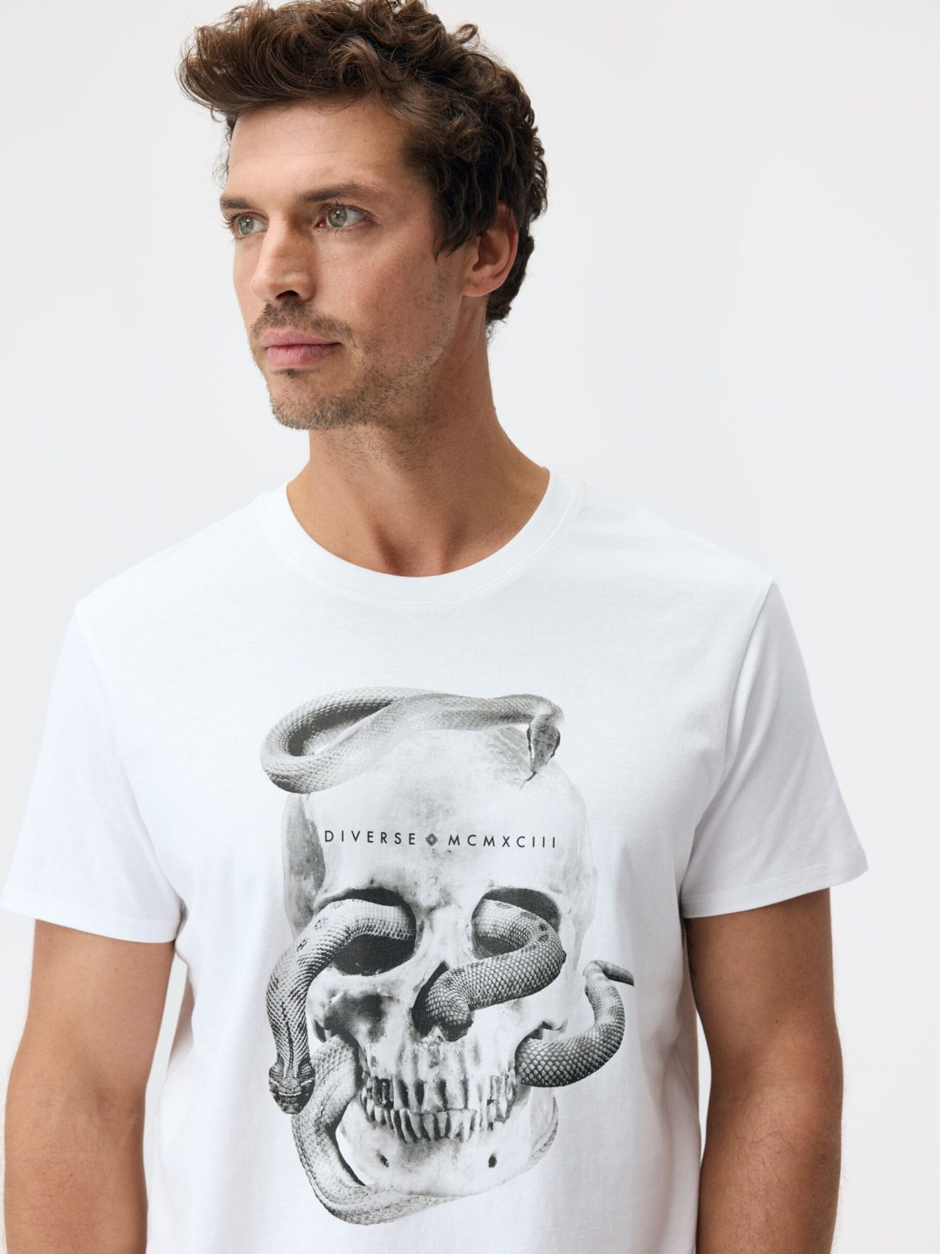 Футболка чоловіча PRM SK 02 з принтом біла модель 10048113 Фото