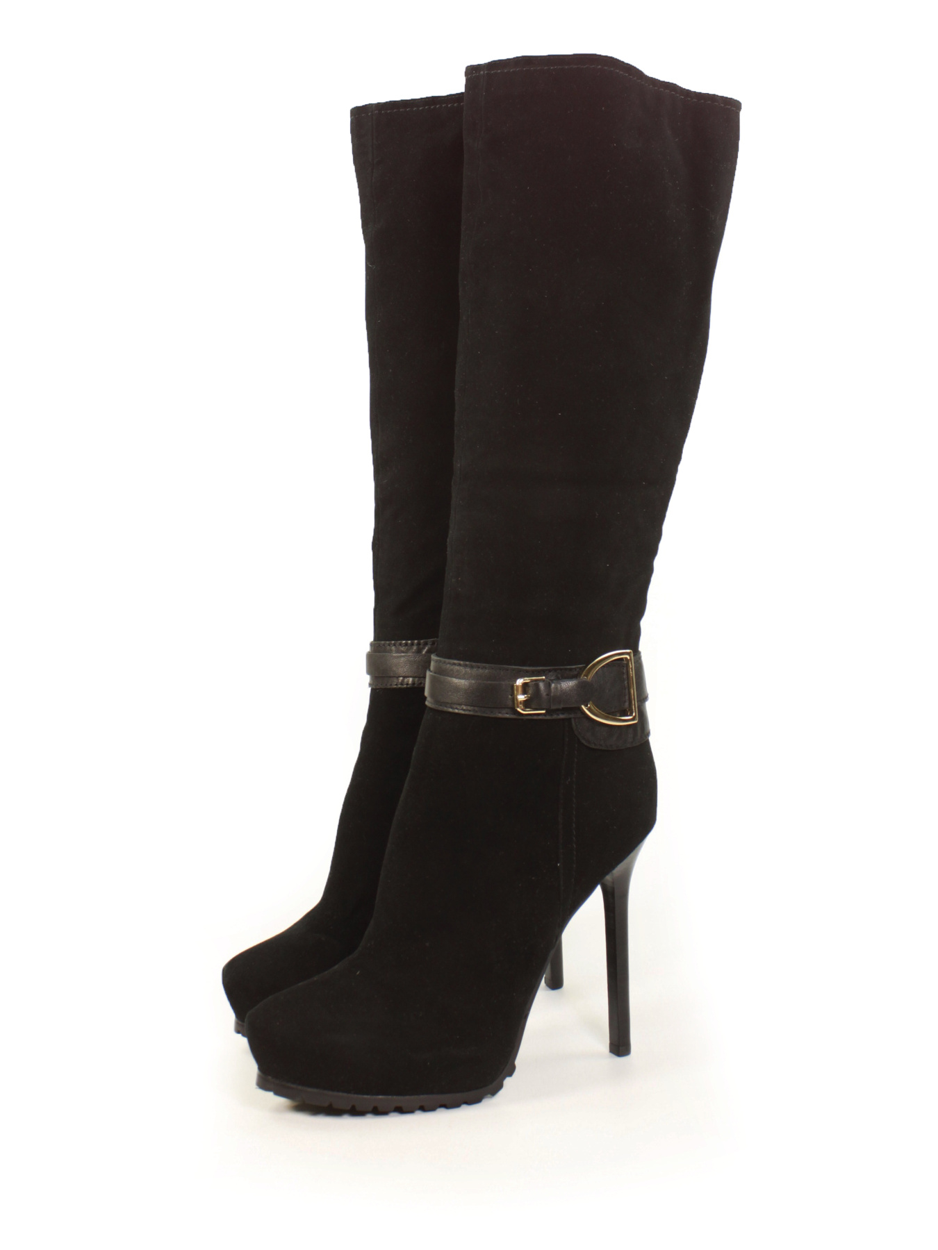 Жіночі замшеві чоботи на підборах. модель B0429-67A-13M-black Фото