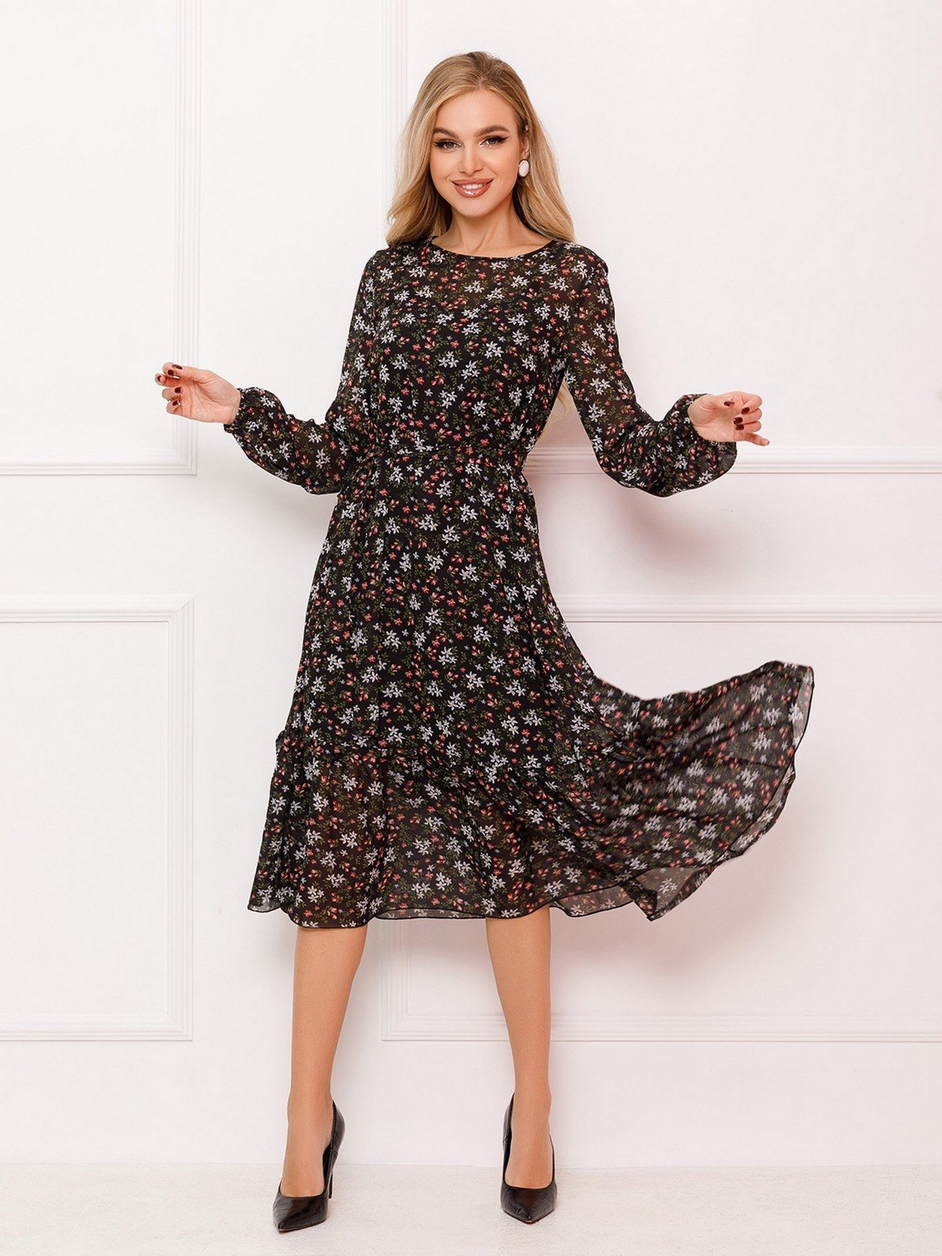 Сукня міді ISSA Plus модель 13077_multicolor Фото