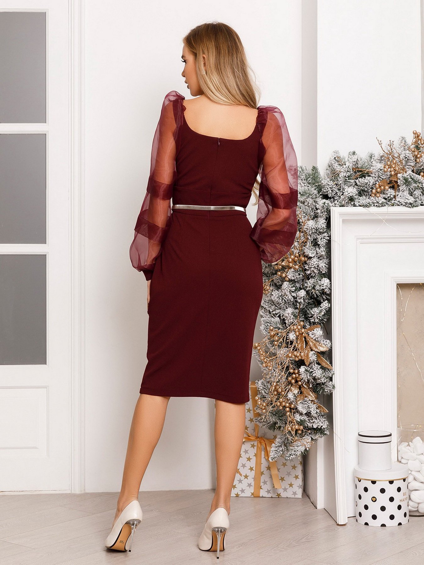 Сукні ISSA Plus модель 13085_burgundy Фото