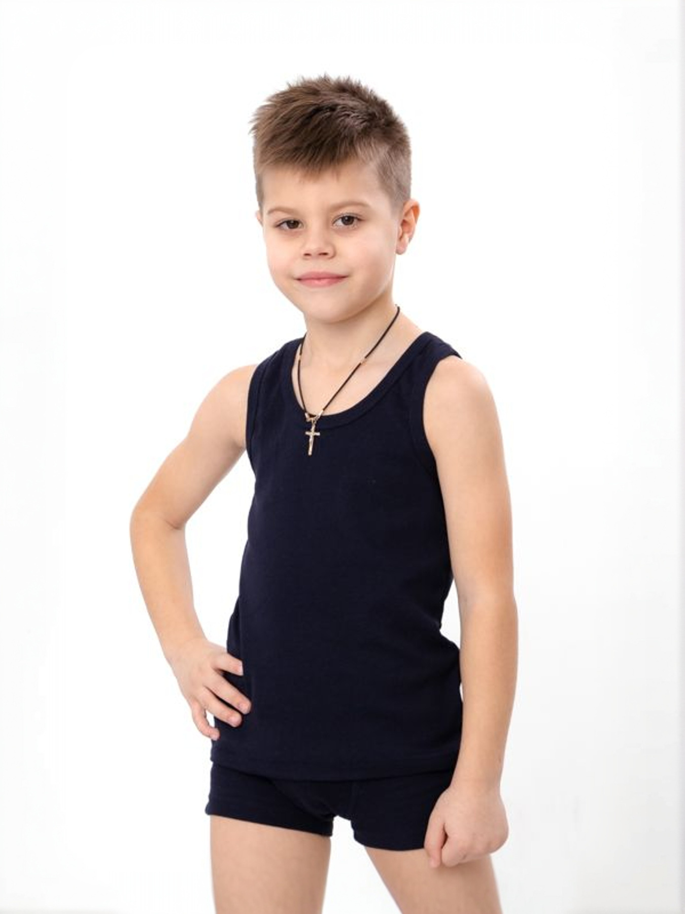 Однотонний білизняний комплект для хлопчика: майка та труси-боксери, Темно-синій Носи Своє (6323-008) модель 6323-008-chornilxno-sinj Фото