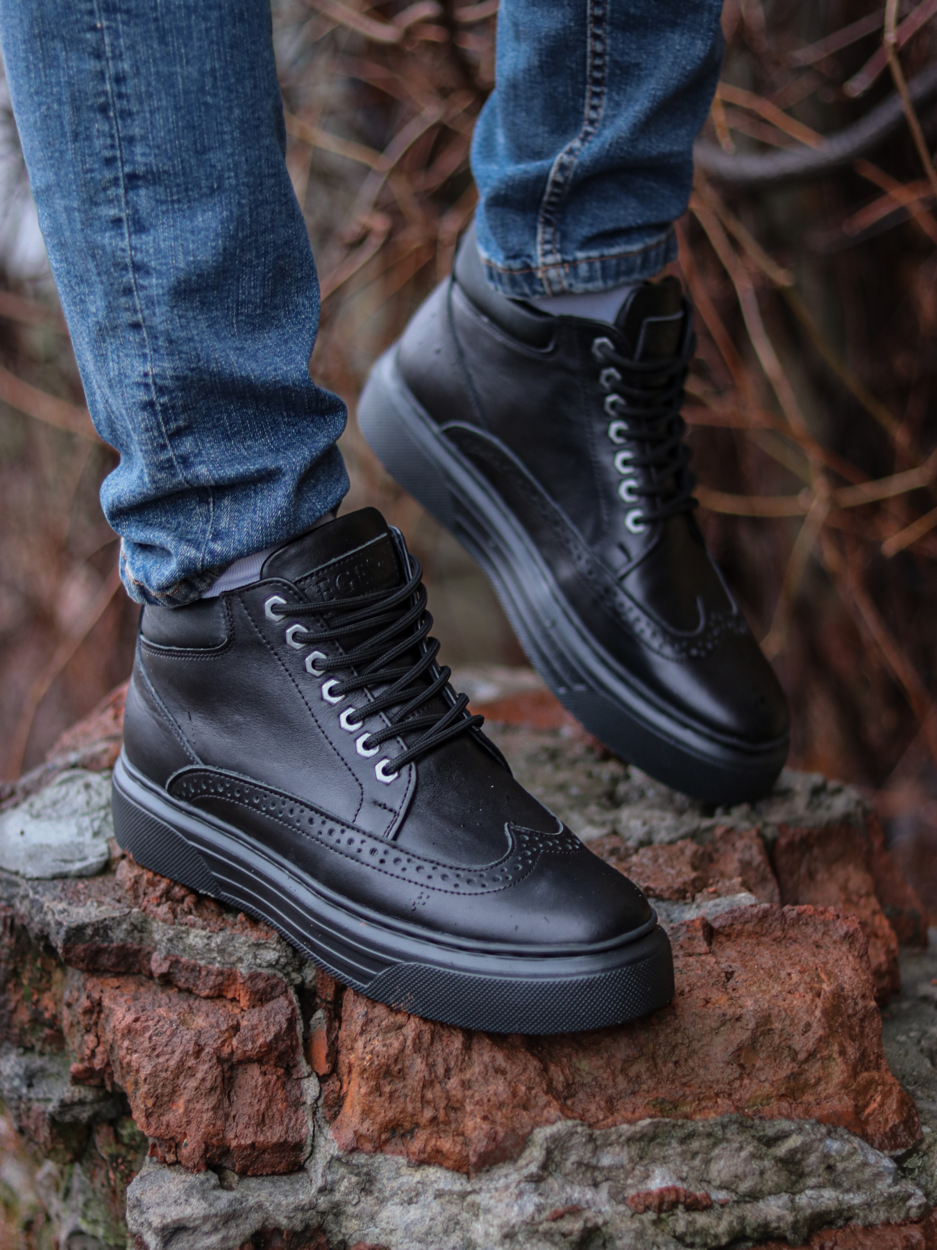 Мужские кожаные ботинки модель STANLEY_PM_BLACK_B2 Фото