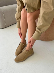 Женские замшевые лоферы с байковой подкладкой кемел (157/1056) модель P_196497-S41_196497 Фото