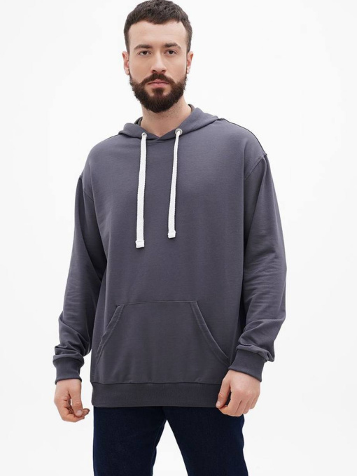 Худі чоловіче без утеплення оверсайз, графіт. модель Mn151 Фото