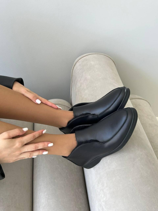 Женские высокие кожаные лоферы с байковой подкладкой черной (157/хилари2) модель P_206141-S37_208343 Фото