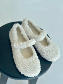 Балетки TEDDY из текстильного меха с кожаной подкладкой молочные (166/0079) модель P_193687-S38_218311 Фото