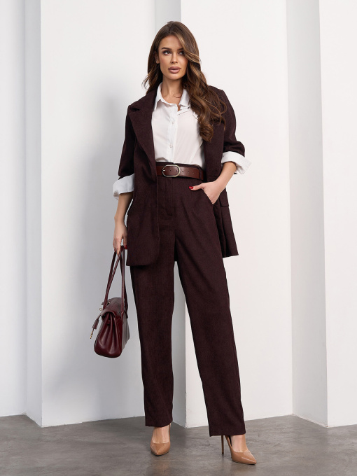 Классические штаны ISSA Plus модель 15475B_темно-коричневый Фото