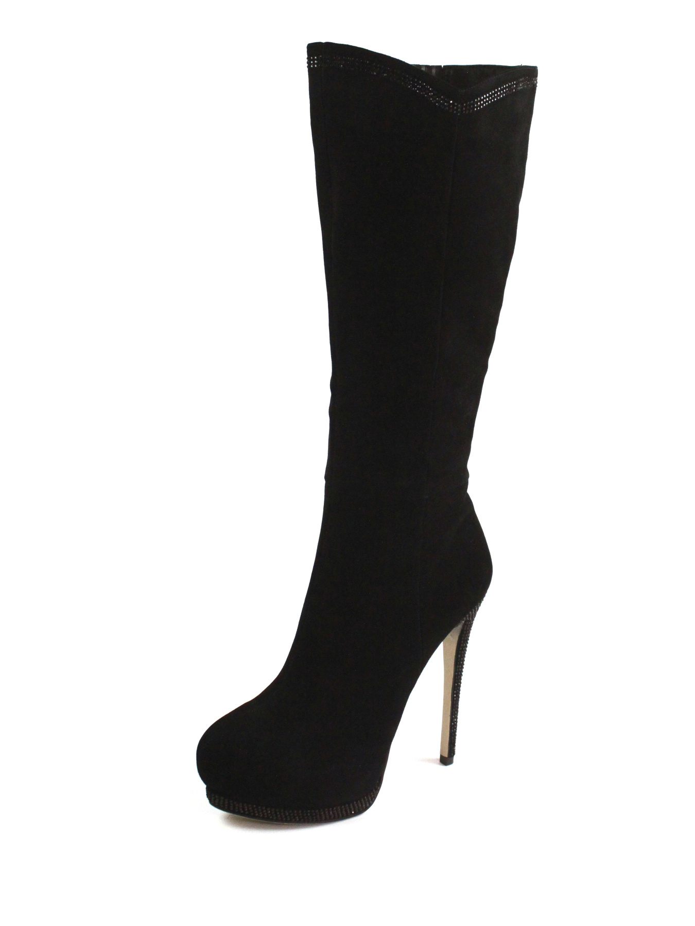 Женские замшевые сапоги на каблуке модель D9296-Z1431-001A Фото