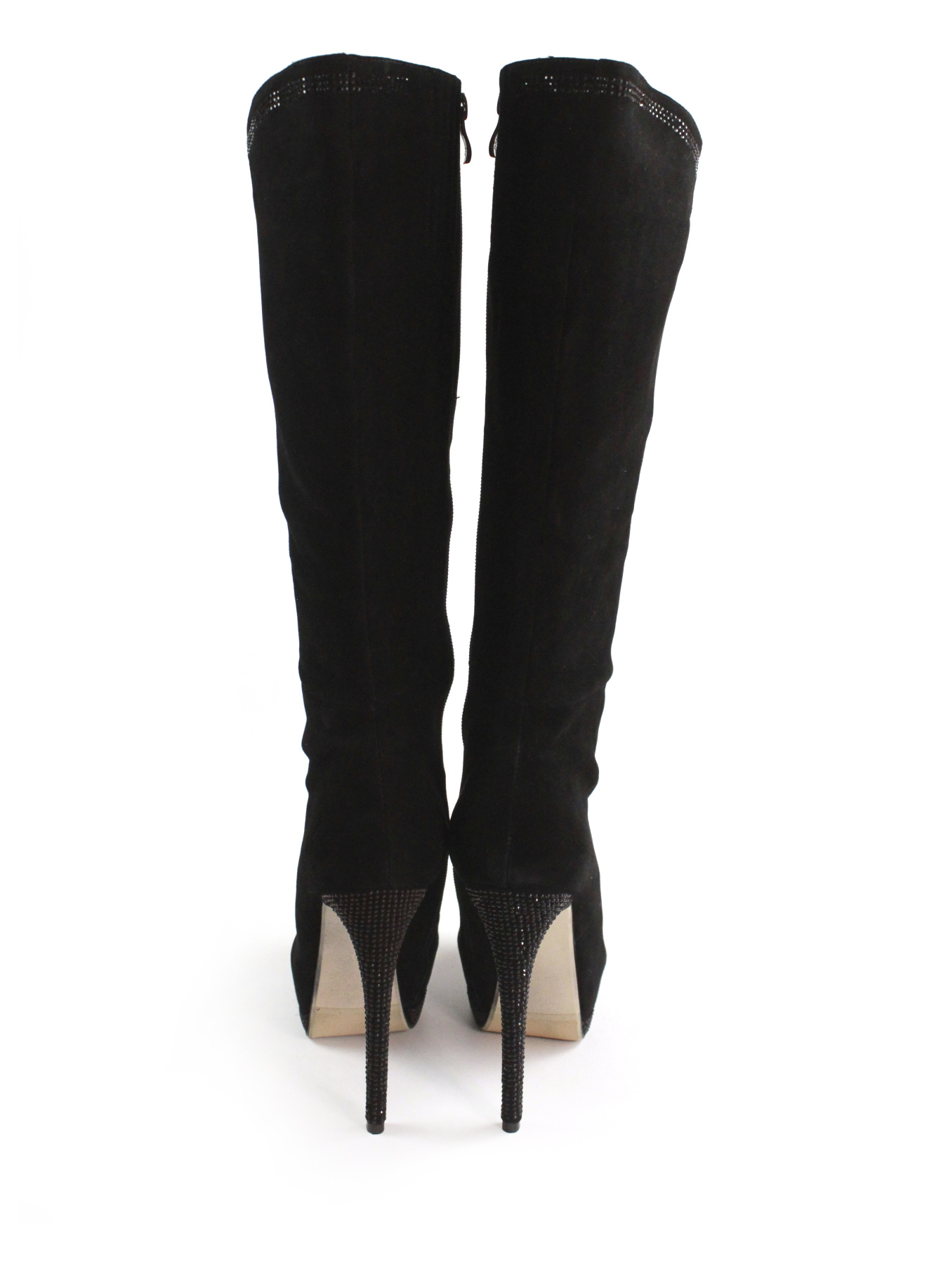 Женские замшевые сапоги на каблуке модель D9296-Z1431-001A Фото