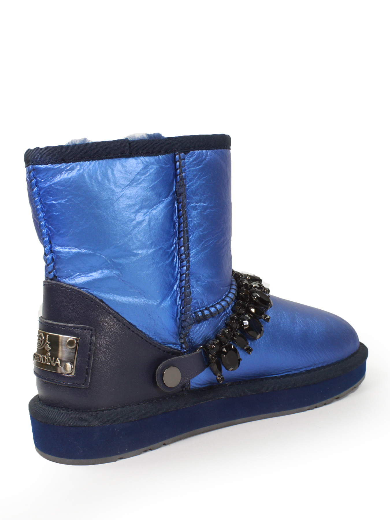 Женские угги из эффектной металлизированной кожи синего цвета модель 15089-navy Фото