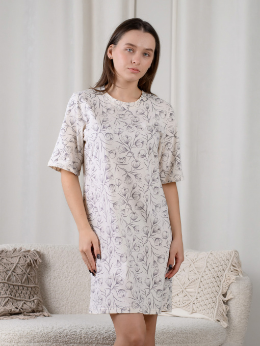 Туника-футболка для дома и сна, цвет Беж/Крокус модель 1635-09_krokus Фото