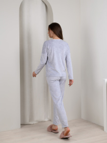 Домашній костюм з велюру штани та кофта, колір Сірий меланж модель 1564-53_gray Домашній костюм з велюру штани та кофта, колір Сірий меланж модель 1564-53_gray Фото