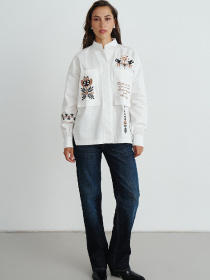 Сорочка з вишивкою українських символів модель RM4292-11-25DB Фото