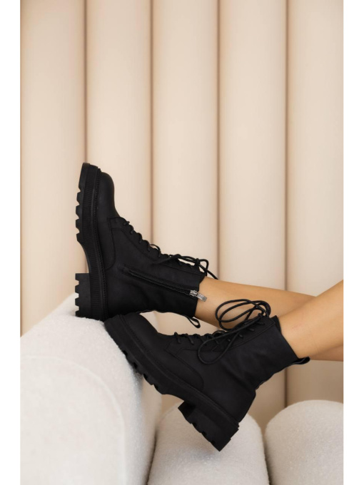 Матовые кожаные берцы с мехом Черные (518/богема) модель P_166322-S37_166322 Матовые кожаные берцы с мехом Черные (518/богема) модель P_166322-S37_166322 Фото