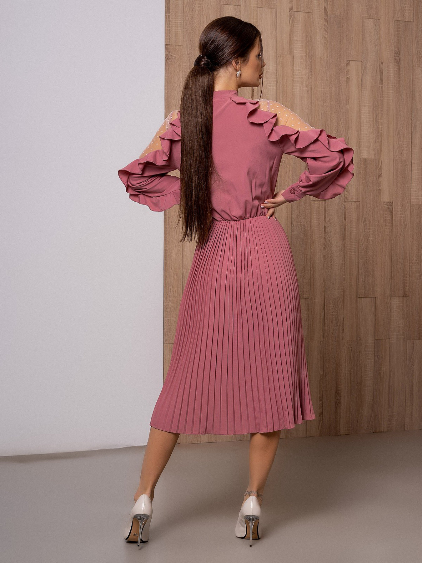 Сукня міді ISSA Plus модель 12132_darkpink Фото