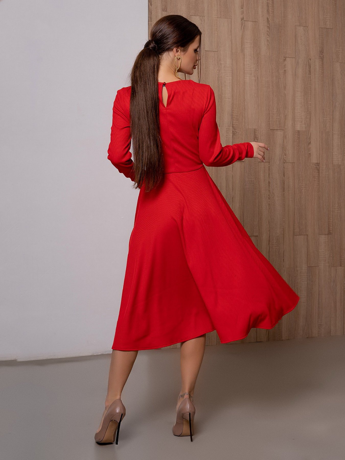 Сукня міді ISSA Plus модель 13096_red Фото