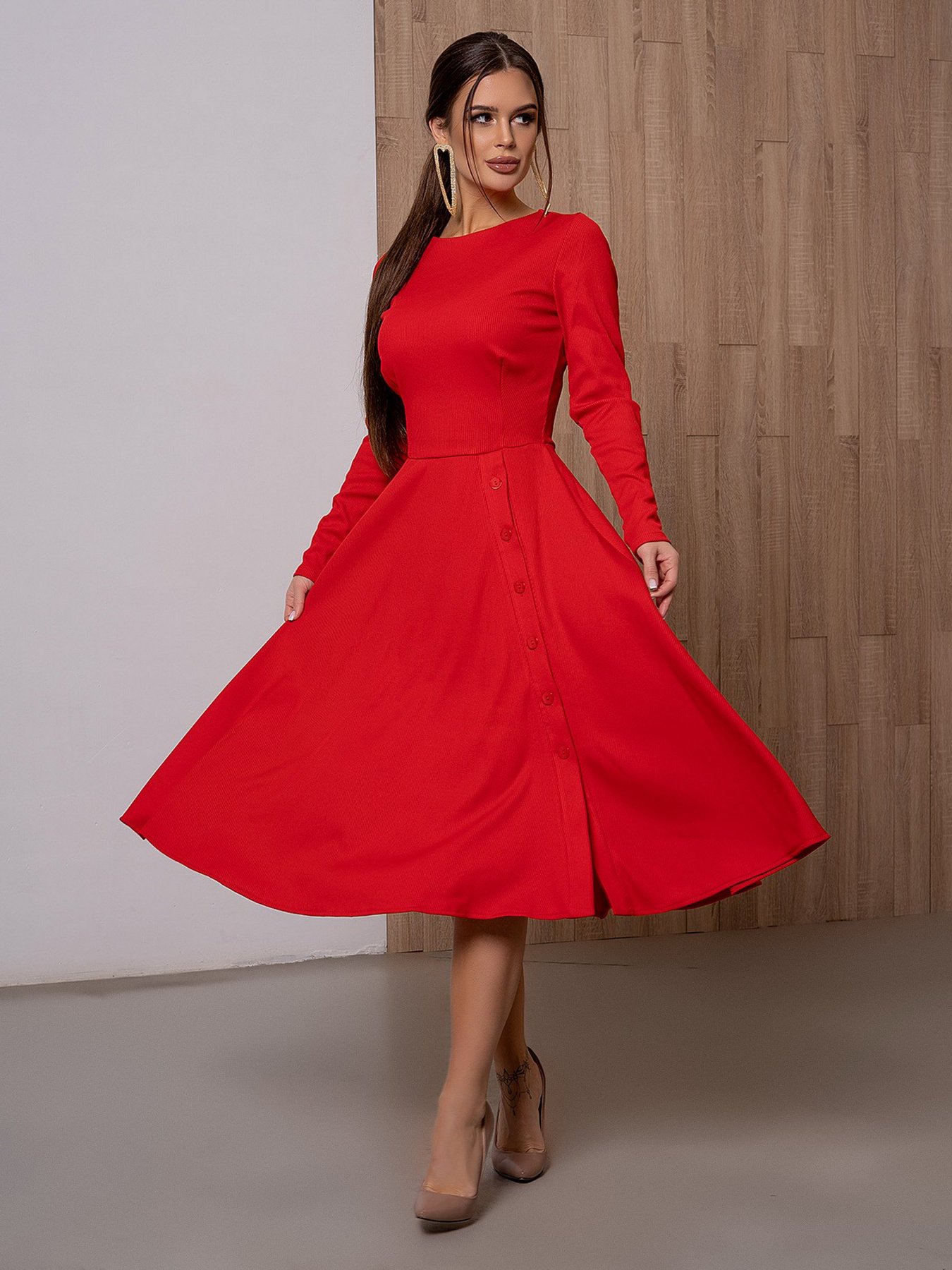 Сукня міді ISSA Plus модель 13096_red Фото