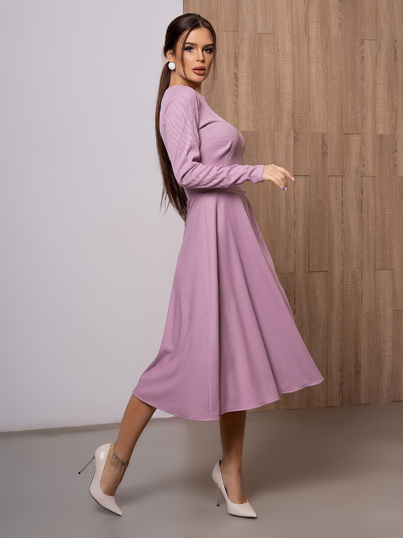 Сукня міді ISSA Plus модель 13096_lilac Фото