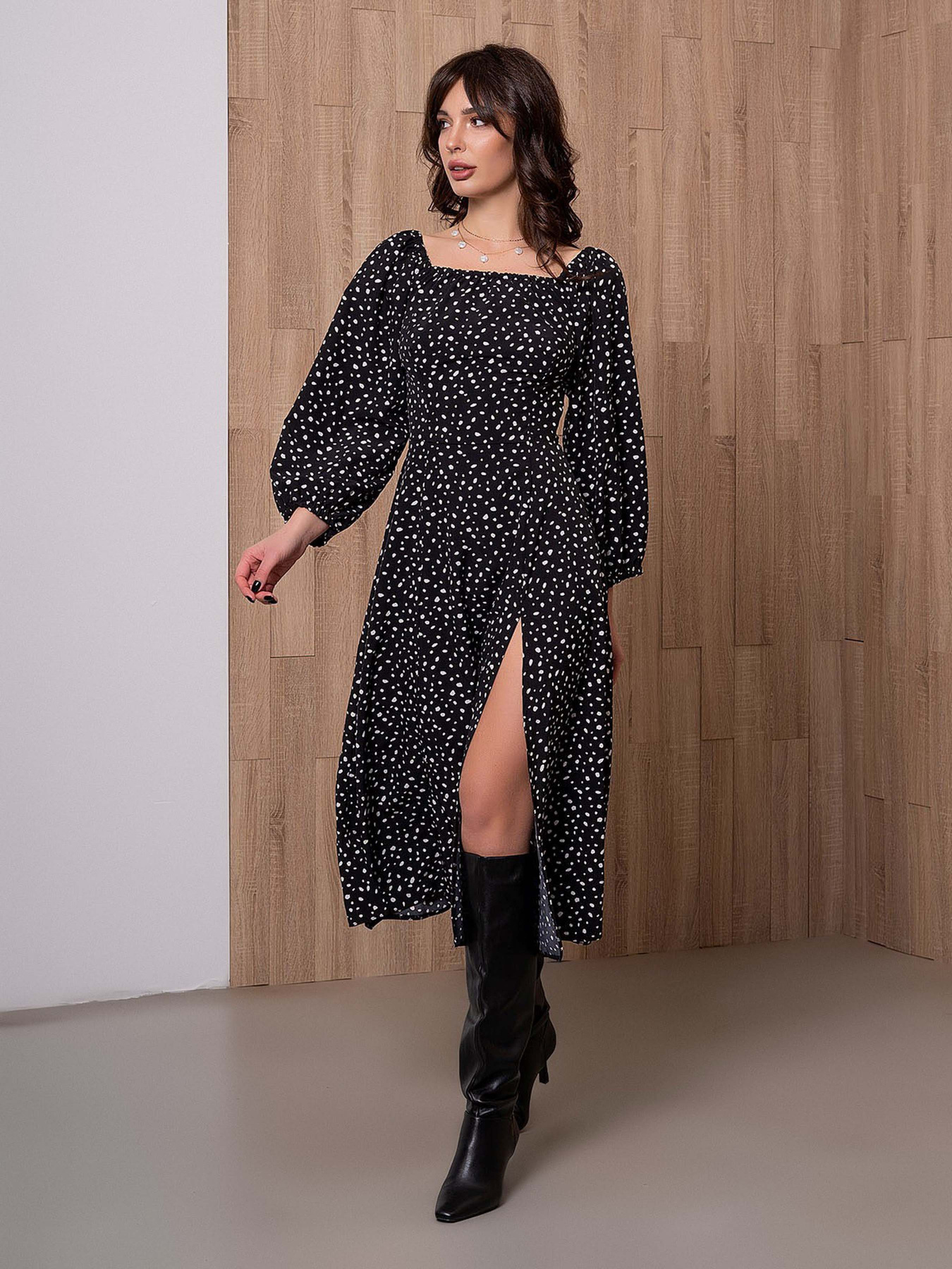 Платье миди ISSA Plus модель 12904A_black Фото