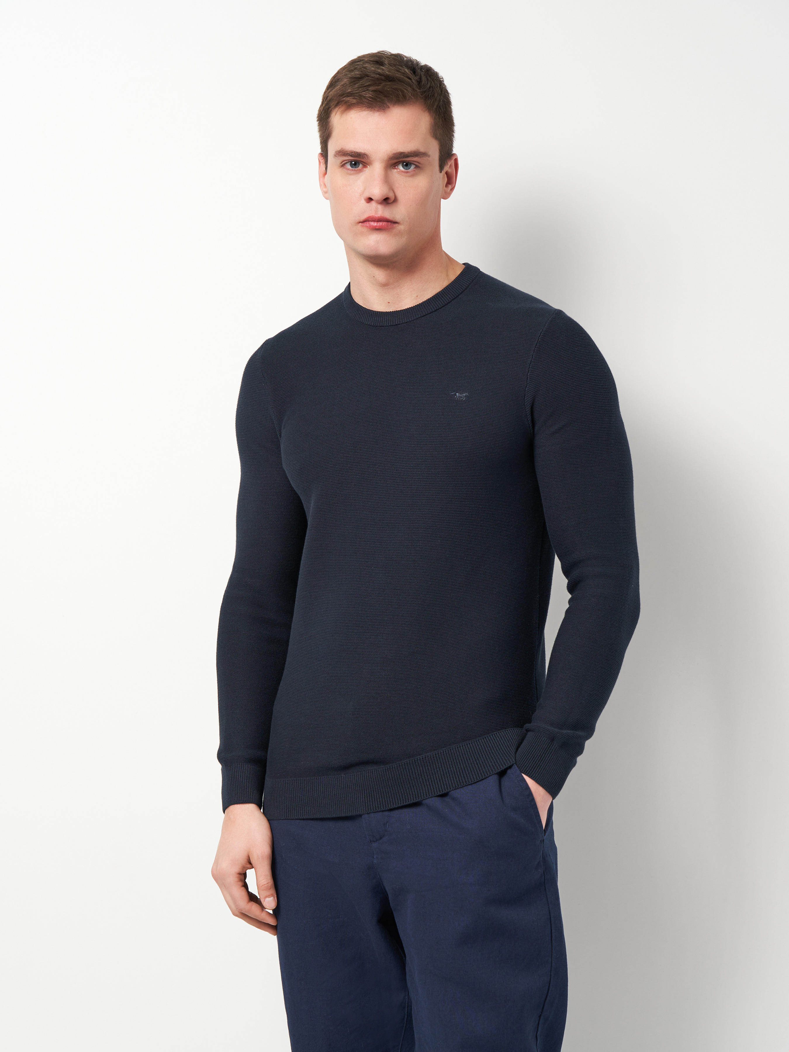 Бавовняний Чоловічий Джемпер Mustang Jeans Elliot (1034688) колір темно-синій