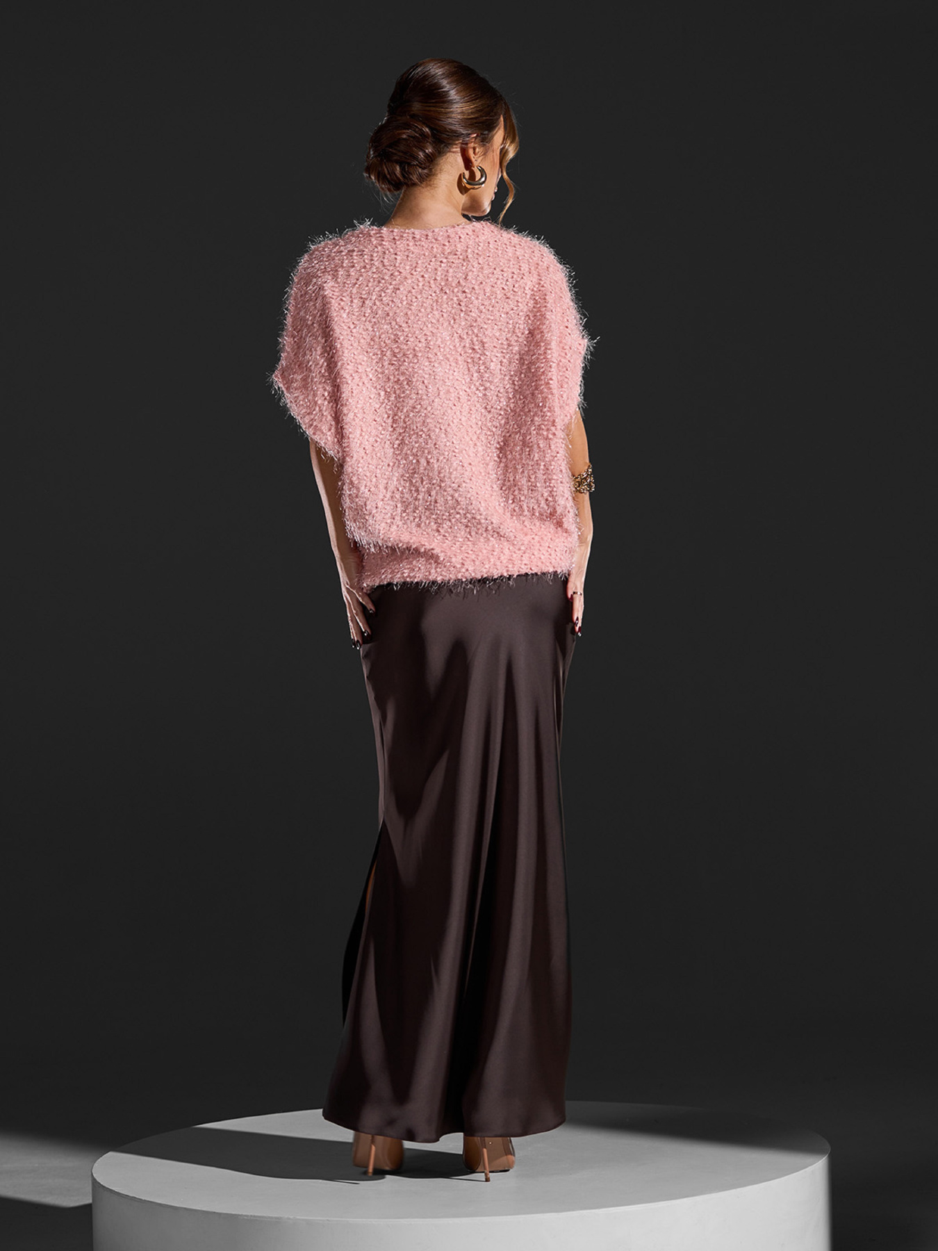 Спідниця максі ISSA Plus модель 15421_темно-коричневый Фото