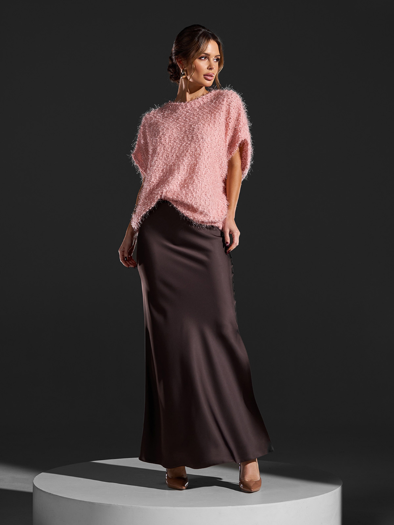 Спідниця максі ISSA Plus модель 15421_темно-коричневый Фото