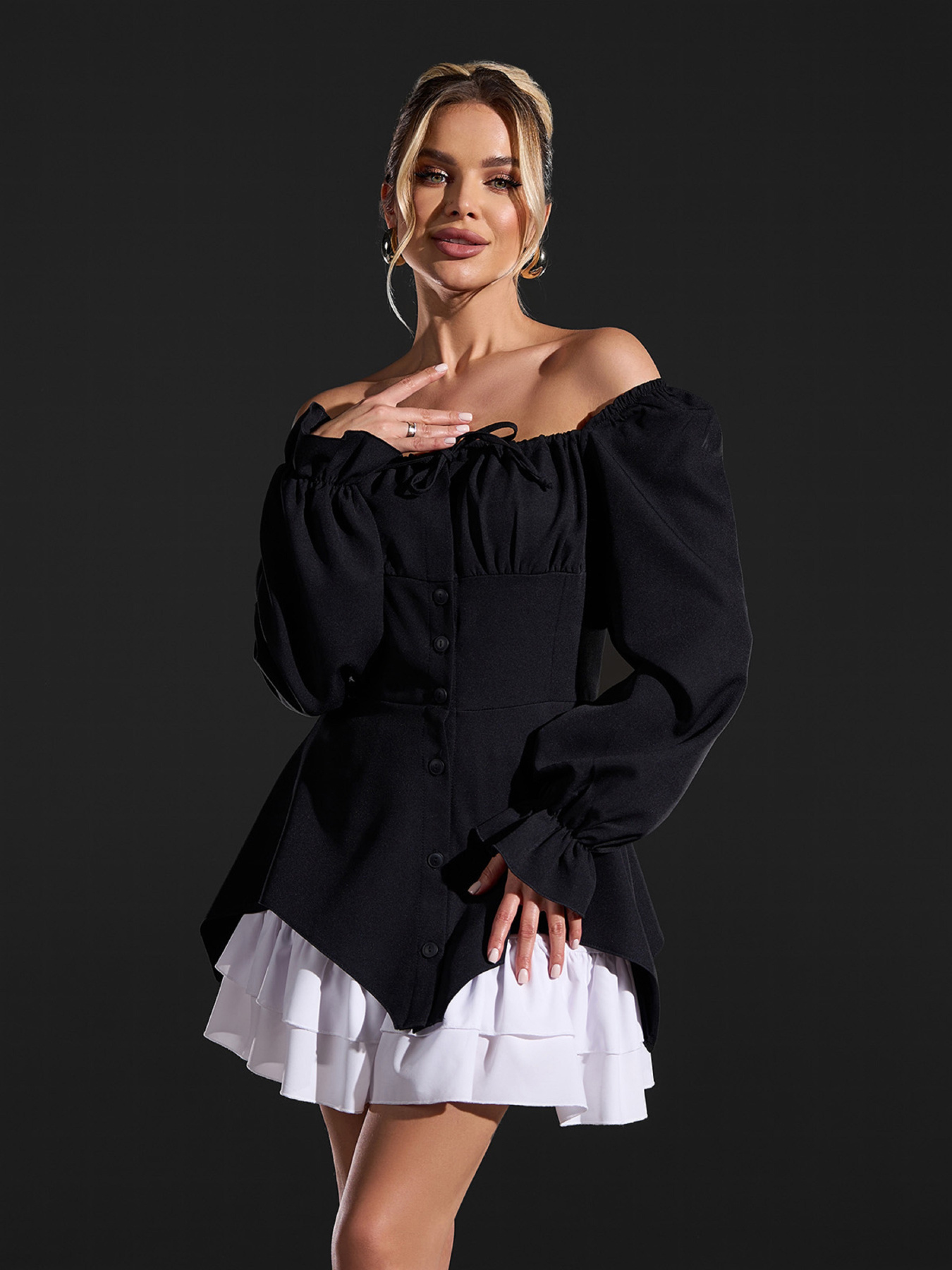 Платье мини ISSA Plus модель SA-682_черный Фото