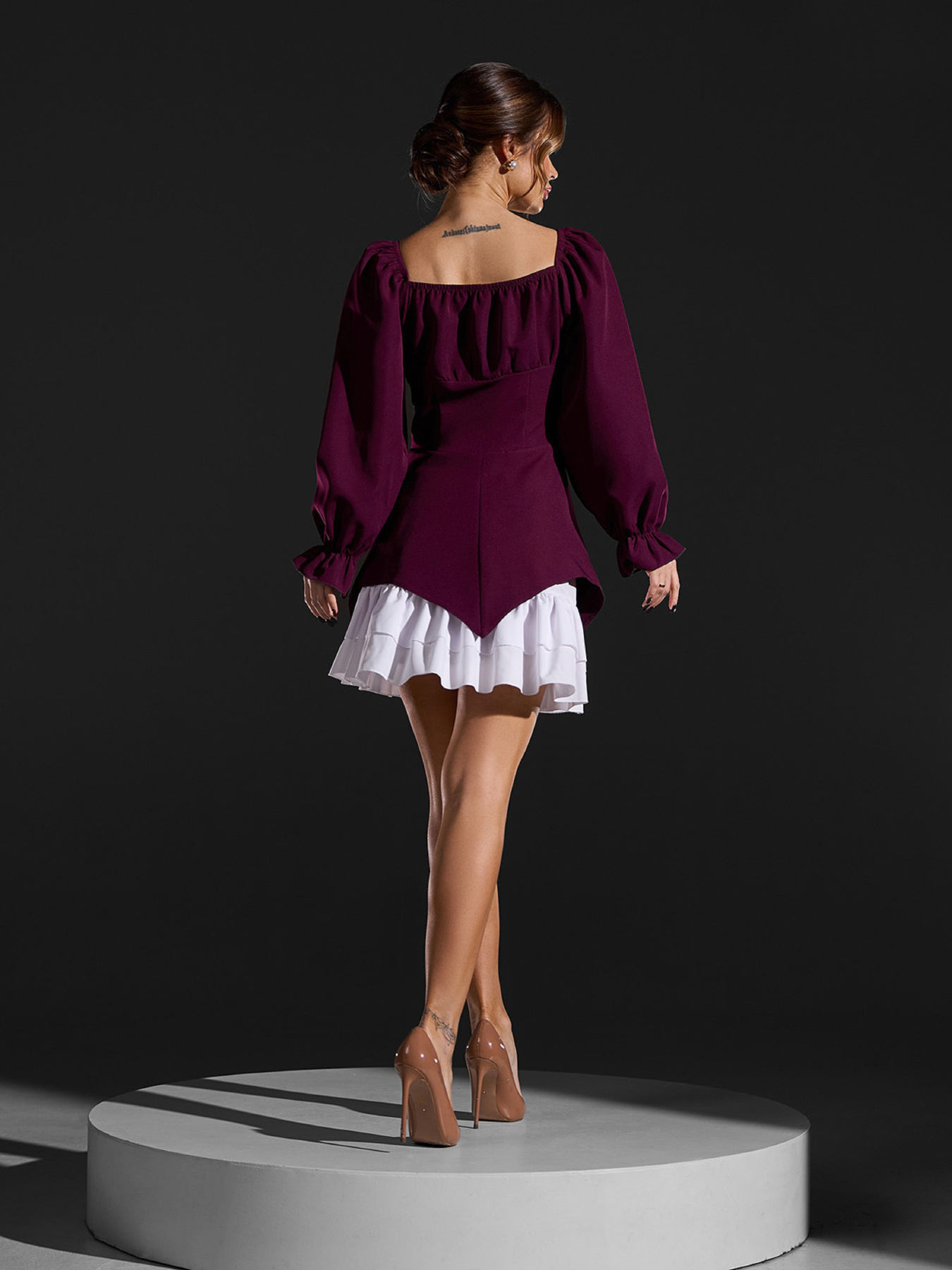 Платье мини ISSA Plus модель SA-682_бордовый Фото