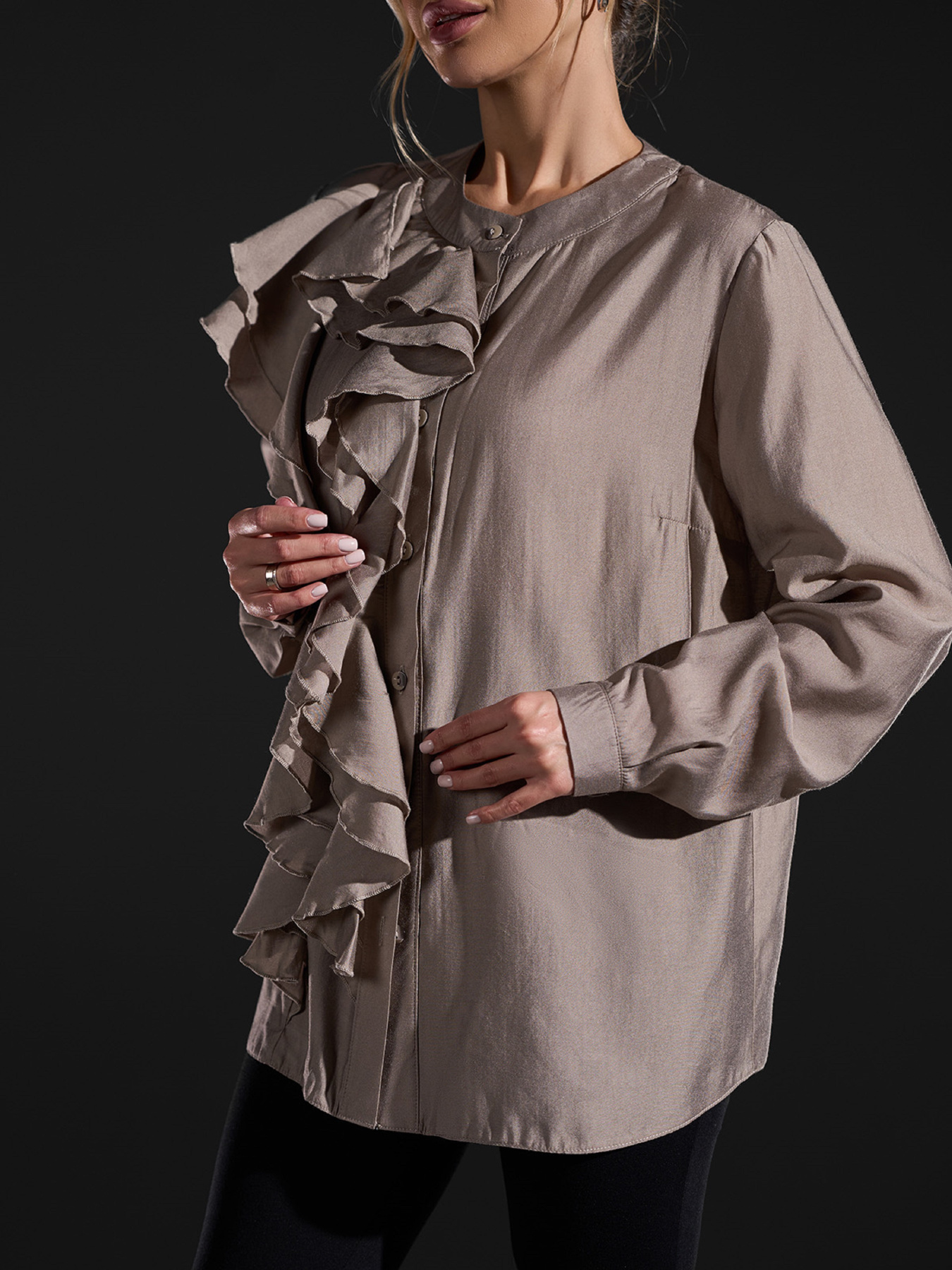 Рубашка повседневная ISSA Plus модель 15422_коричневый Фото